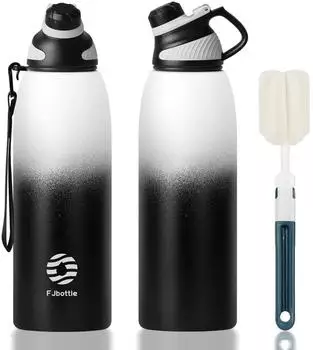 LuxusKollektion Thermo-Trinkflasche Edelstahl 1500ml, magnetischer Deckel, wei&szlig;/schwarz