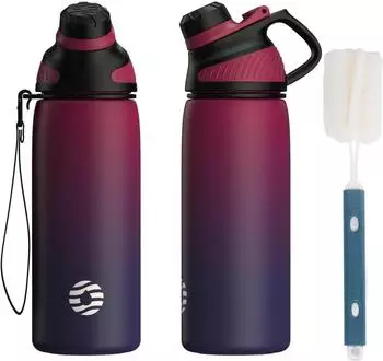 LuxusKollektion Thermoflasche Edelstahl 600ml, Magnetverschluss, BPA-frei, rot/lila