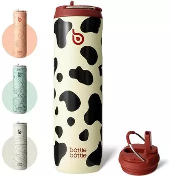 LuxusKollektion Isolierflasche mit Strohhalm, 750ml, Edelstahl, doppelwandig