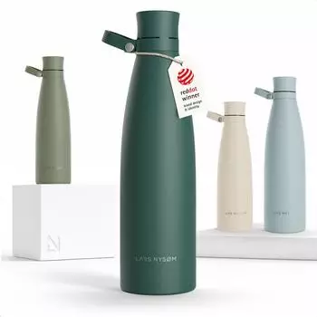 LARS NYSØM Isolierte Edelstahl-Trinkflasche 1000ml, doppelwandig, auslaufsicher (EL-H-L-BAY)