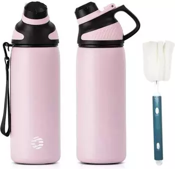LuxusKollektion Trinkflasche Edelstahl magnetischer Deckel 600ml, BPA-frei, rosa