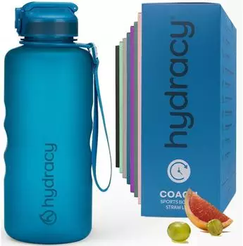 LuxusKollektion Trinkflasche mit Strohhalm und Zeitmarkierung 2L, BPA-frei, mitternachtsblau