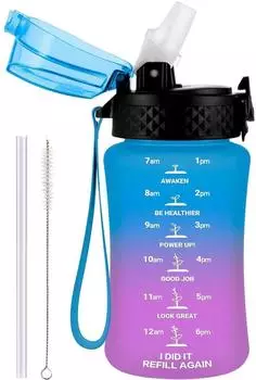 LuxusKollektion Kinder-Trinkflasche mit Strohhalm 350ml, BPA-frei, blau/lila (101043)