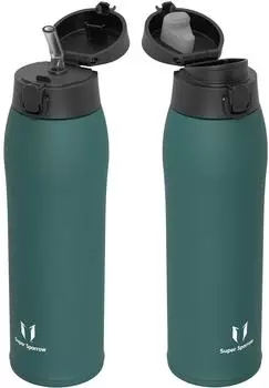Super Sparrow Thermosflasche Edelstahl 2 Deckel, dunkelgrün, BPA-frei