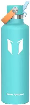 Super Sparrow Thermotrinkflasche FlipFlow mit Strohhalm, Edelstahl, 1000ml, minze