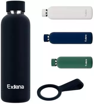 LuxusKollektion Edelstahl Trinkflasche 500ml, schwarz, 24h kalt / 12h warm