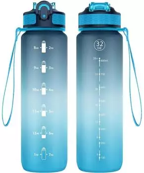 LuxusKollektion Trinkflasche mit Strohhalm 1l, BPA-frei, tiefes Blau