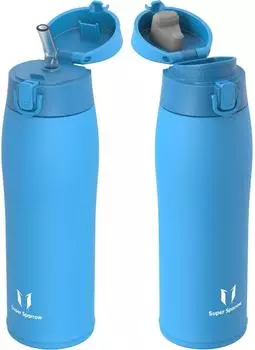 Super Sparrow Thermoflasche Edelstahl 750ml himmelblau, BPA-frei, 2 Deckel