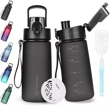LuxusKollektion Trinkflasche Tritan 600ml BPA-frei, auslaufsicher, schwarz