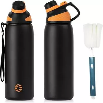 LuxusKollektion Edelstahl-Trinkflasche Magnetdeckel, BPA-frei, 800ml