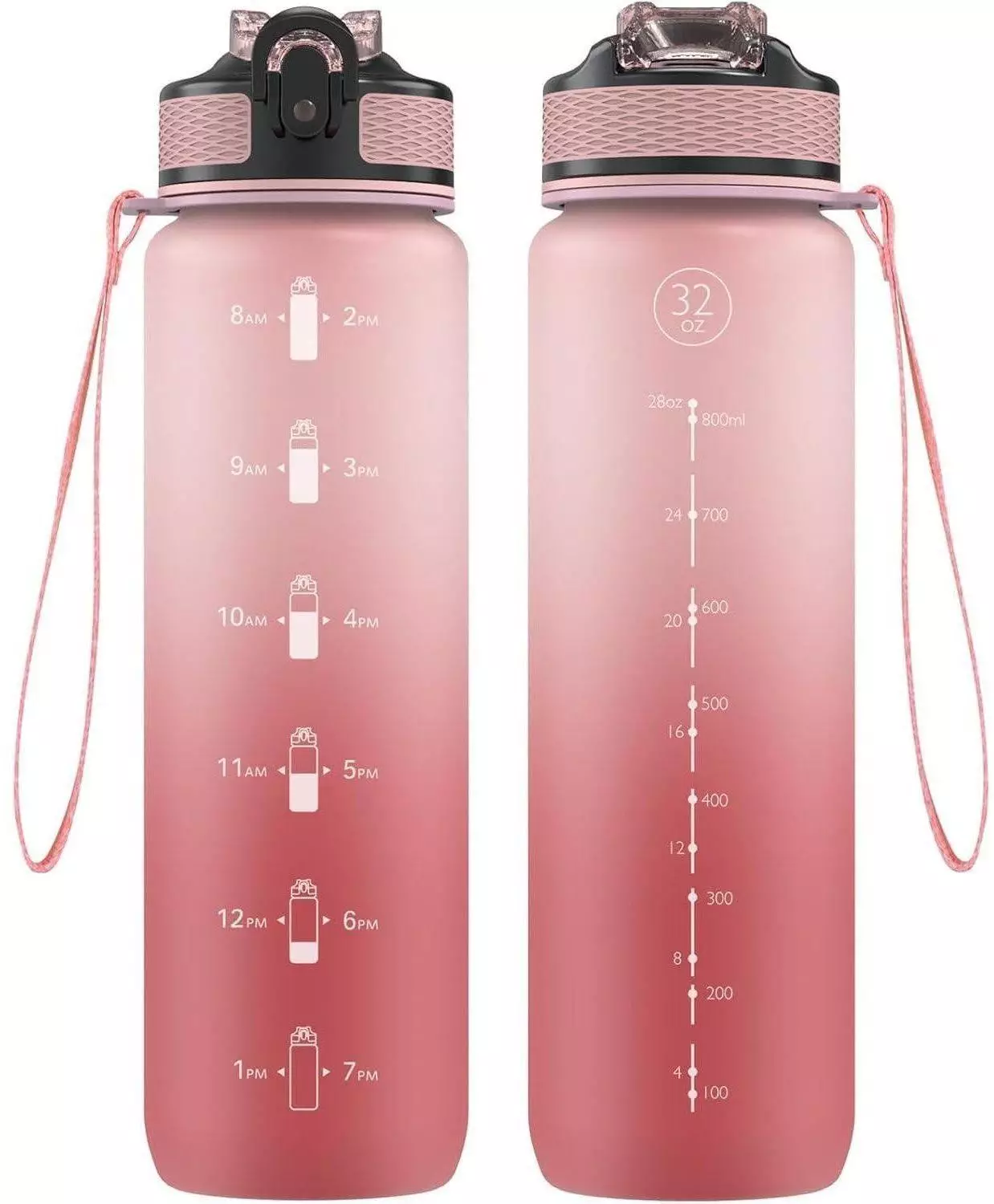 LuxusKollektion Trinkflasche mit Strohhalm 1L, Tritan, BPA-frei, hellrosa Sport-Trinkflasche ab 50,99€