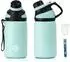 LuxusKollektion Trinkflasche Edelstahl, Magnetdeckel, 400ml, BPA-frei, grün