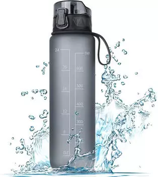 LuxusKollektion Trinkflasche 750ml BPA-frei mit Gummi-Grip, grau