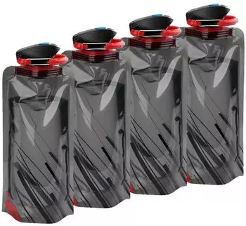 LuxusKollektion Faltbare Trinkflasche 700ml BPA-frei, 4er-Set, schwarz
