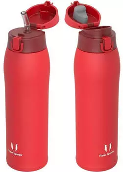 Super Sparrow Edelstahl-Thermosflasche 950ml, ziegelrot, BPA-frei, 2 Deckel