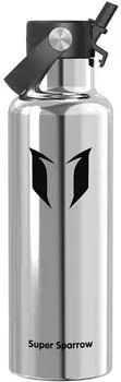 Super Sparrow FlipFlow Trinkflasche Edelstahl 750ml mit Strohhalm, BPA-frei