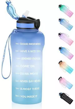 LuxusKollektion Trinkflasche mit Strohhalm 2l, BPA-frei, auslaufsicher