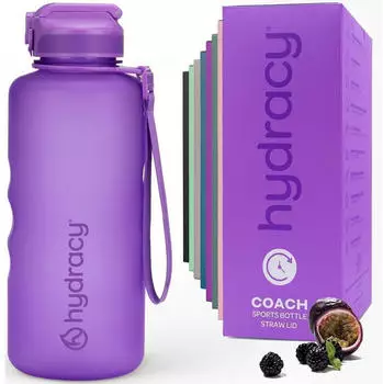 LuxusKollektion Trinkflasche mit Strohhalm & Zeitmarkierung 2L, Berry Blue, BPA-frei, Tritan