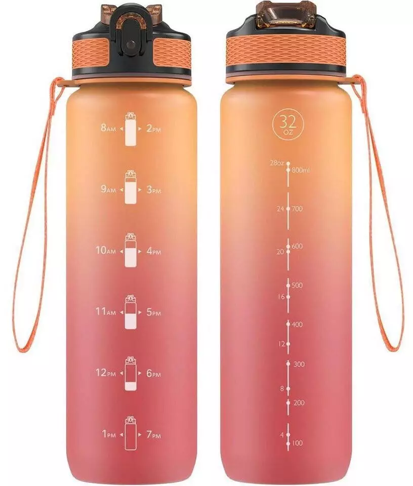 LuxusKollektion Trinkflasche mit Strohhalm, Tritan, 1L, orange-rot Sport- Trinkflasche ab 54,99€