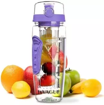 La Vague Vitality Trinkflasche mit Fr&uuml;chtesieb, lila, 900ml