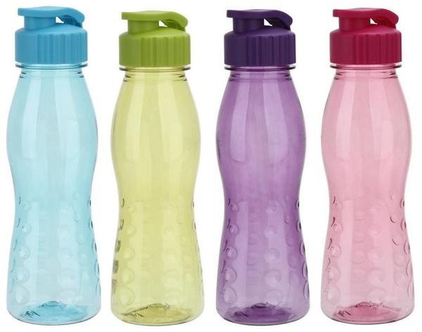 CULINARIO 4er Set culinario Trinkflasche Flip Top, BPA-frei, 700 ml Inhalt, blau, grün, lila und pink