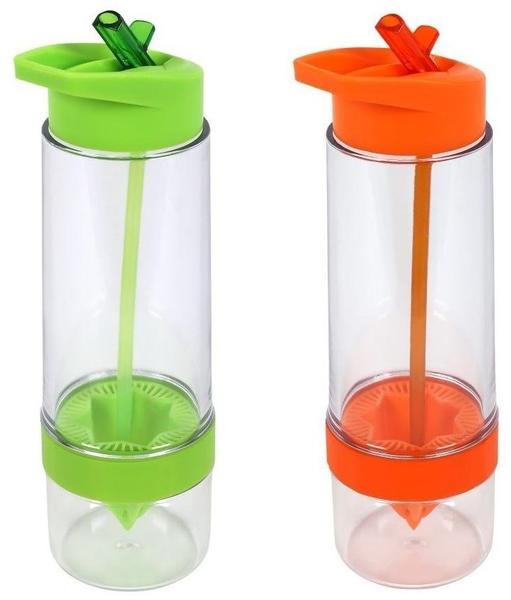 Steuber 2er Set culinario Trinkflasche Fruit, BPA-frei, je 650 ml Inhalt, in grün und orange