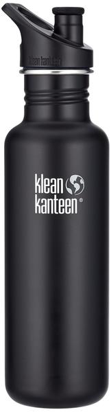 Klean Kanteen Classic Trinkflasche mit Sport Cap (Schiefer schwarz)