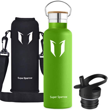 Super Sparrow Stainless Steel Water Bottle Standard Mouth (1L) Apple Green