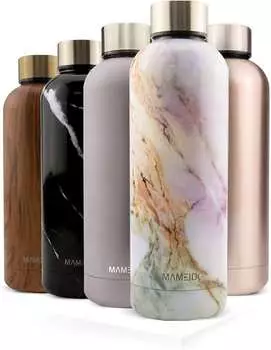 Mameido Edelstahl-Trinkflasche Pearl Marble Gold 750 ml