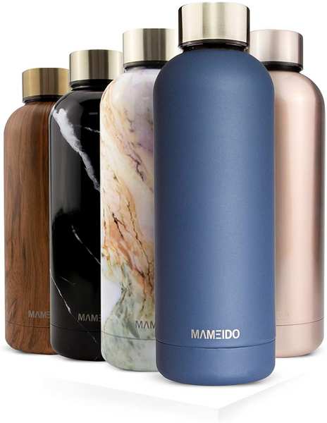 Mameido Edelstahl-Trinkflasche Indigo Blue Gold 500 ml