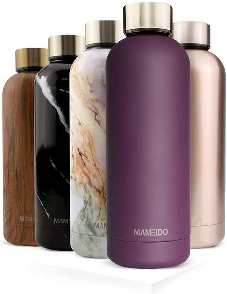 Mameido Edelstahl-Trinkflasche Mauve Purple Gold 500 ml