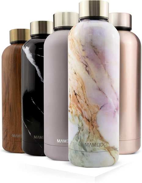 Mameido Edelstahl-Trinkflasche Pearl Marble Gold 500 ml