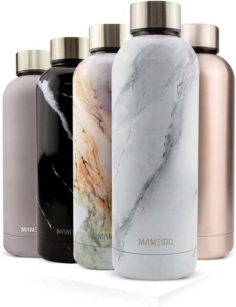 Mameido Edelstahl-Trinkflasche White Marble Gold 500 ml