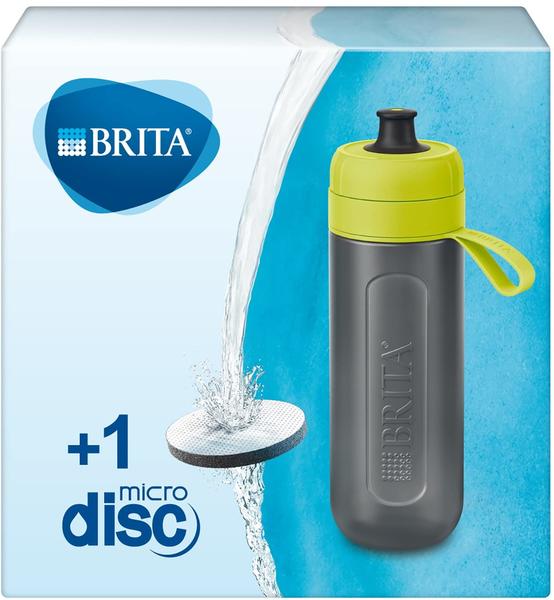 BRITA fill&go Active Wasserflasche 0,6 Liter, Trinkflasche schwarz/limette, mit Wasserfilter