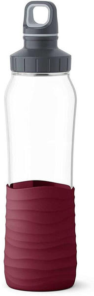 Emsa Drink2Go Trinkflasche aus Glas 0,7 l burgund