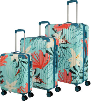 Travelite Cruise 4-Rollen-Trolley Set 55/67/77 cm (72640) turquoise lily
