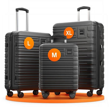 Travely Premium 4-Rollen-Trolley Set 55/67/78,5 cm night black