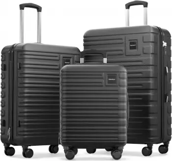 Travely Premium 4-Rollen-Trolley Set 55/67/78,5 cm night black