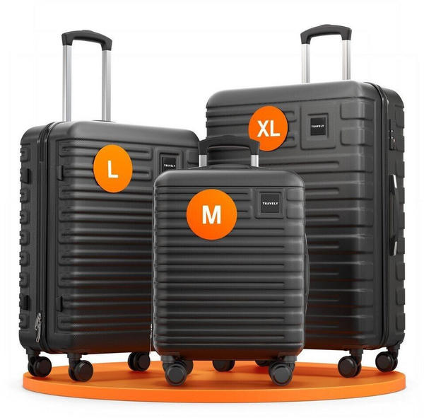 Travely Polycarbonat Koffer Set 77cm, 67cm, Handgepäck Koffer in
