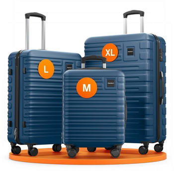 Travely Premium 4-Rollen-Trolley Set 55/67/78,5 cm deep sea blue