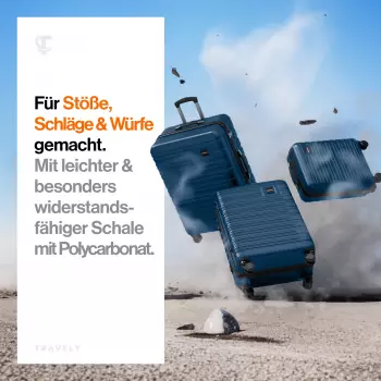 Travely Premium 4-Rollen-Trolley Set 55/67/78,5 cm deep sea blue – Durchdachte Ausstattung für komfortables Reisen