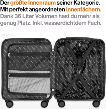 Travely Premium 4-Rollen-Trolley 55 cm (TY-HG) deep sea blue – Durchdachte Ausstattung für maximalen Komfort