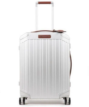 Piquadro Alu Slim 4 Weel Cabin Trolley grey/tobacco