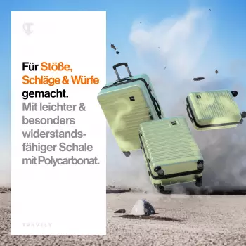 Travely Premium 4-Rollen-Trolley Set 55/67/78,5 cm fog green – Robuste Eleganz trifft auf praktische Funktionalität