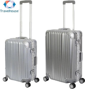 Travelhouse 4-Rollen-Trolley Set 55/65 cm (T1169) silver
