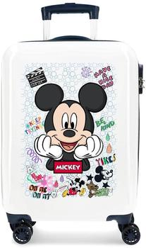 Disney Mickey Be Cool Maleta de cabina Blanco 38x55x20 cms Rígida ABS Cierre de combinación lateral 34L 2 kgs 4 Ruedas dobles Equipaje de Mano