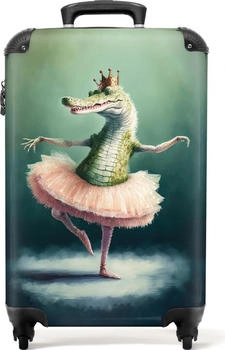 NoBoringSuitcases.com&reg; Kids 4-Rollen-Trolley 55 cm Krokodil Ballet