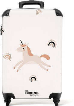 NoBoringSuitcases.com&reg; Kids 4-Rollen-Trolley 55 cm Einhorn wei&szlig;