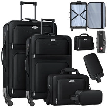 Kesser 4-Rollen-Trolley Set 56/69 cm mit Flugumh&auml;nger & Kosmetiktasche black