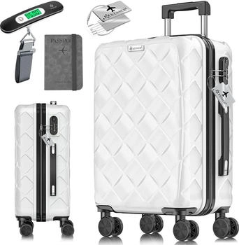Kesser 4-Rollen-Trolley 75 cm mit Kofferwaage & Reisebrieftasche white